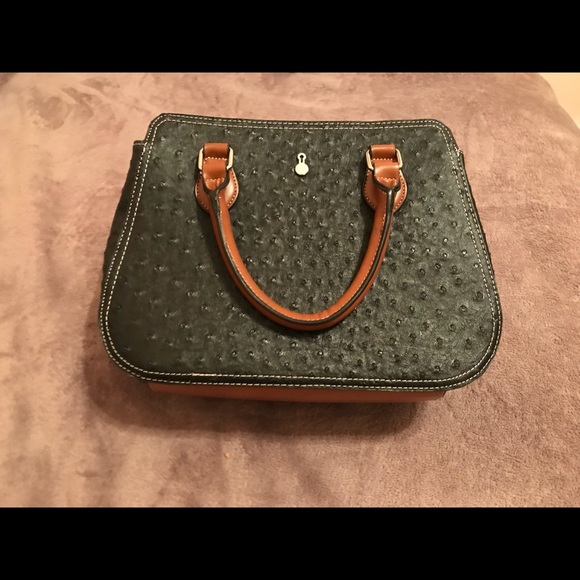 NEW London Fog Ostrich Print Satchel Purse Bag - Picture 4 of 6